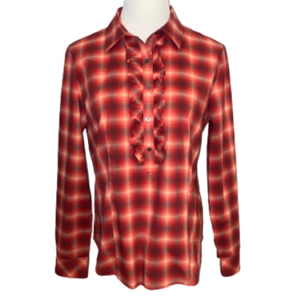 Talbots Red And White Shirt Plaid Shirt Size 10